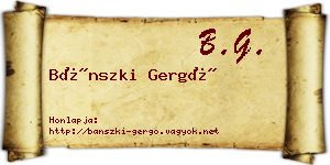Bánszki Gergő névjegykártya