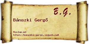 Bánszki Gergő névjegykártya